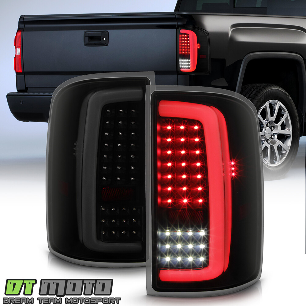 For 2014-2018 GMC Sierra 1500 Incandescen Black Smoke LED Tube Tail Lights Lamps