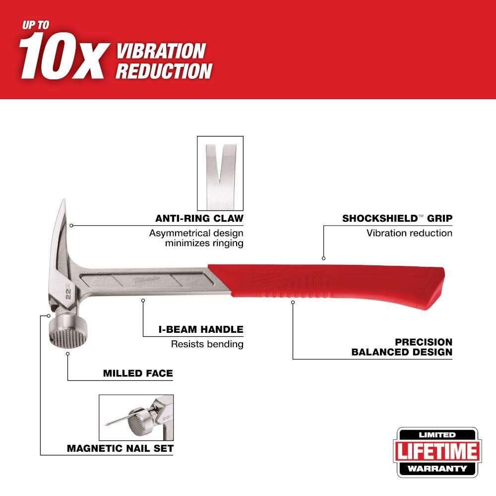 Milwaukee 22 Oz Milled Face Framing Hammer
