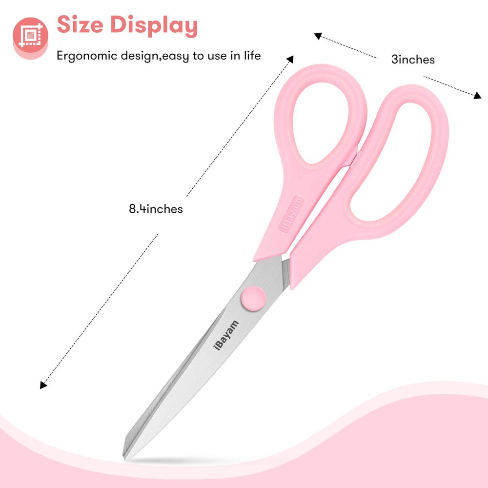 Scissors, 8" All Purpose Scissors Bulk 3Pack, Ultra Sharp 2.5mm Thick Blade S...