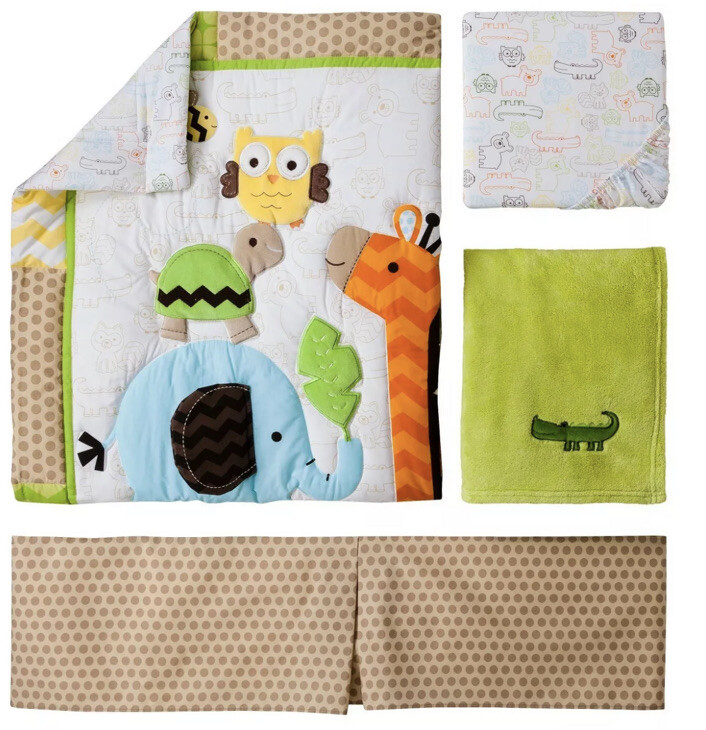 Circo Jungle Stack 4 Piece Nursery Crib Baby Bedding Set Giraffe Zoo Owl