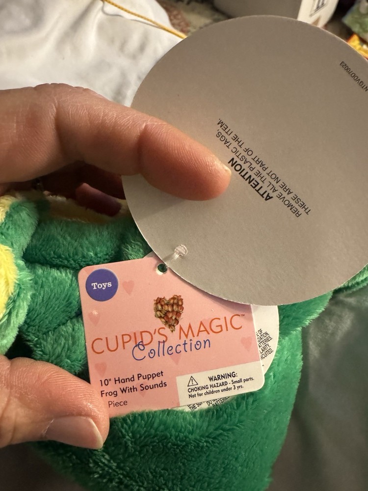 Dan Dee Frog Prince Green Plush Hand Puppet Plastic Eyes 10"