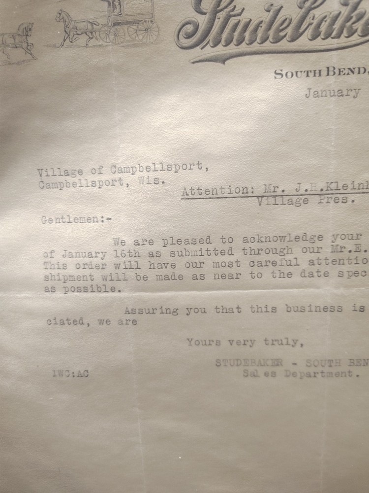Vintage Letterhead Studebaker South bend In. 1922