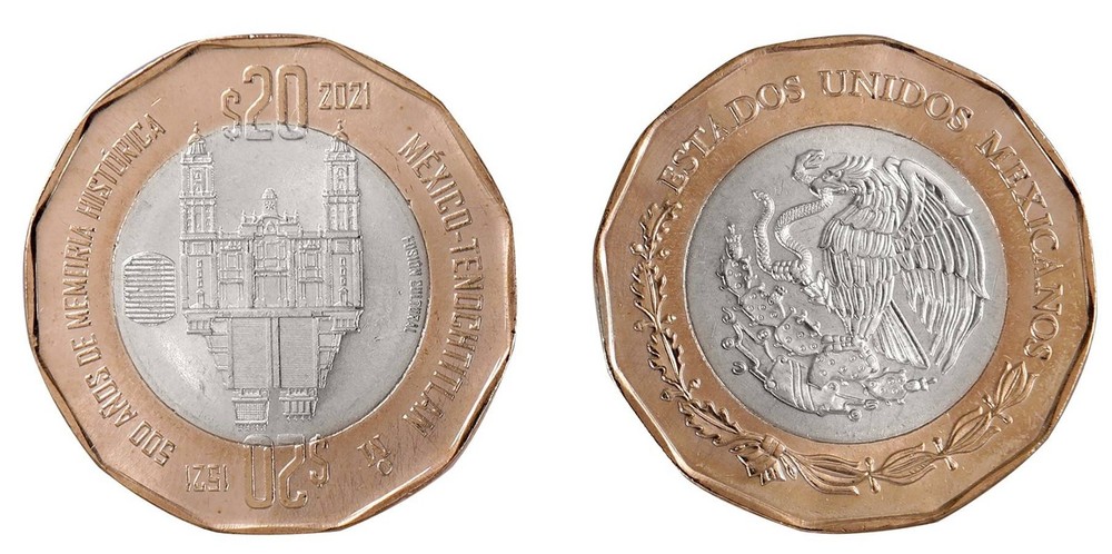 Mexico 20 Pesos, 2021, KM #997, Mint