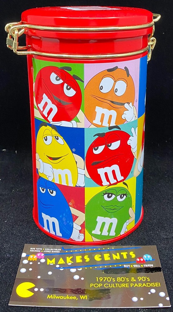 2012 Mars M&MS Red Tin Cookie Candy Container Collectible Promotional