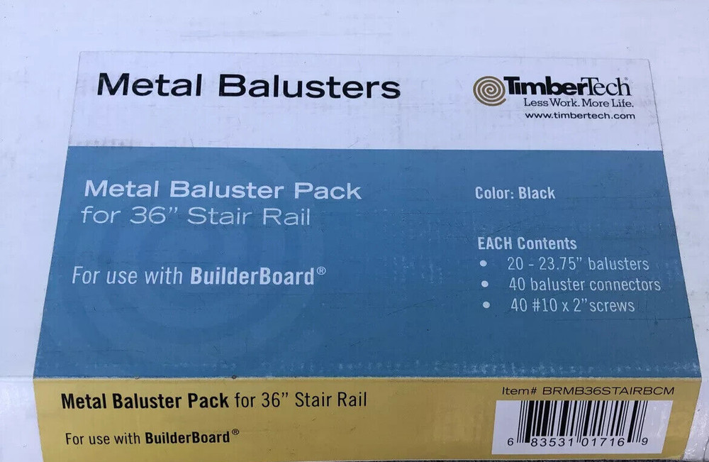 (60) TimberTech STAIR Rail BRMB36KITBCM 36" Metal Baluster Pack BuilderBoard