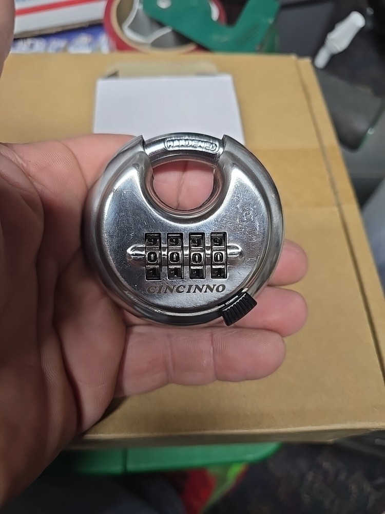 4 Digit Combination Lock, Combination Disc Padlock with Hardened Steel