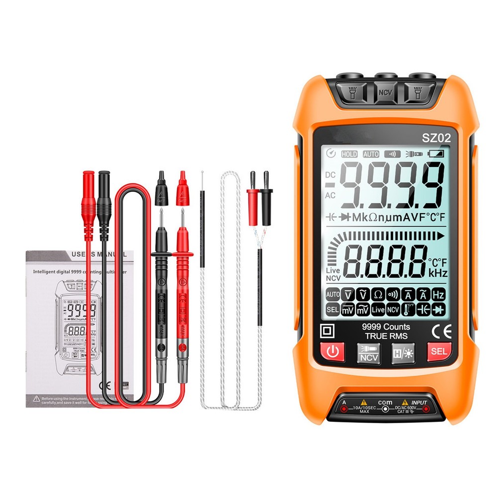 Digital Multimeter 9999 Counts DC/AC Voltage Current Resistance Tester True RMS;