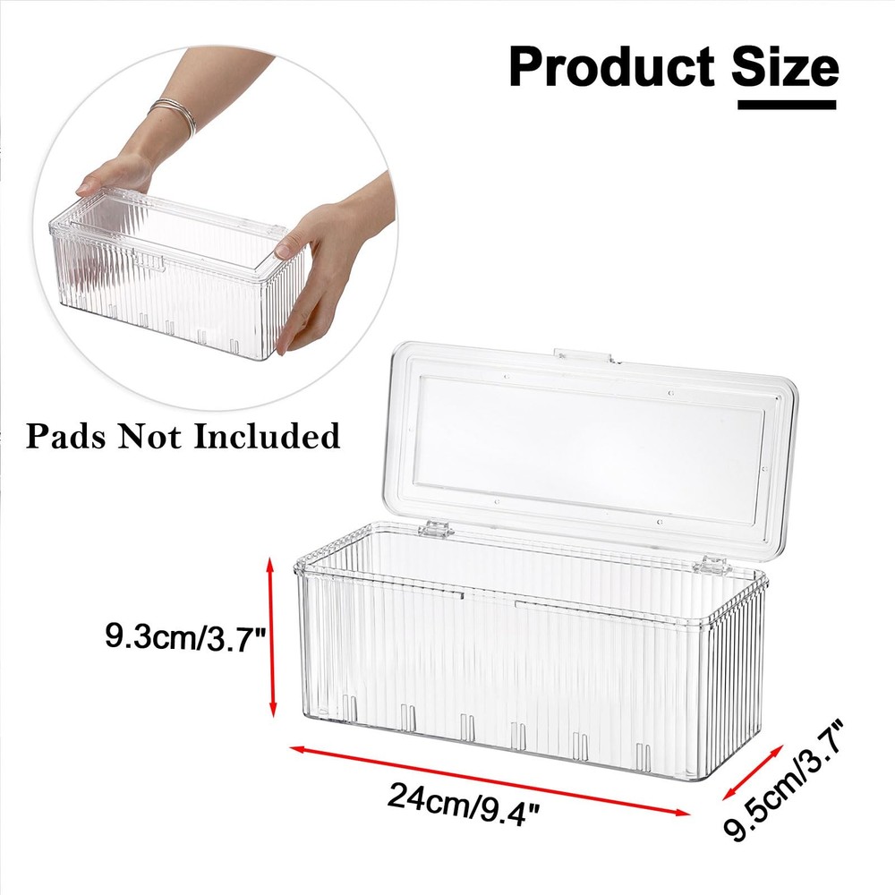Plastic Clean Pads Holder Rectangular Pad Dispenser for Makeup Desktop Organi...