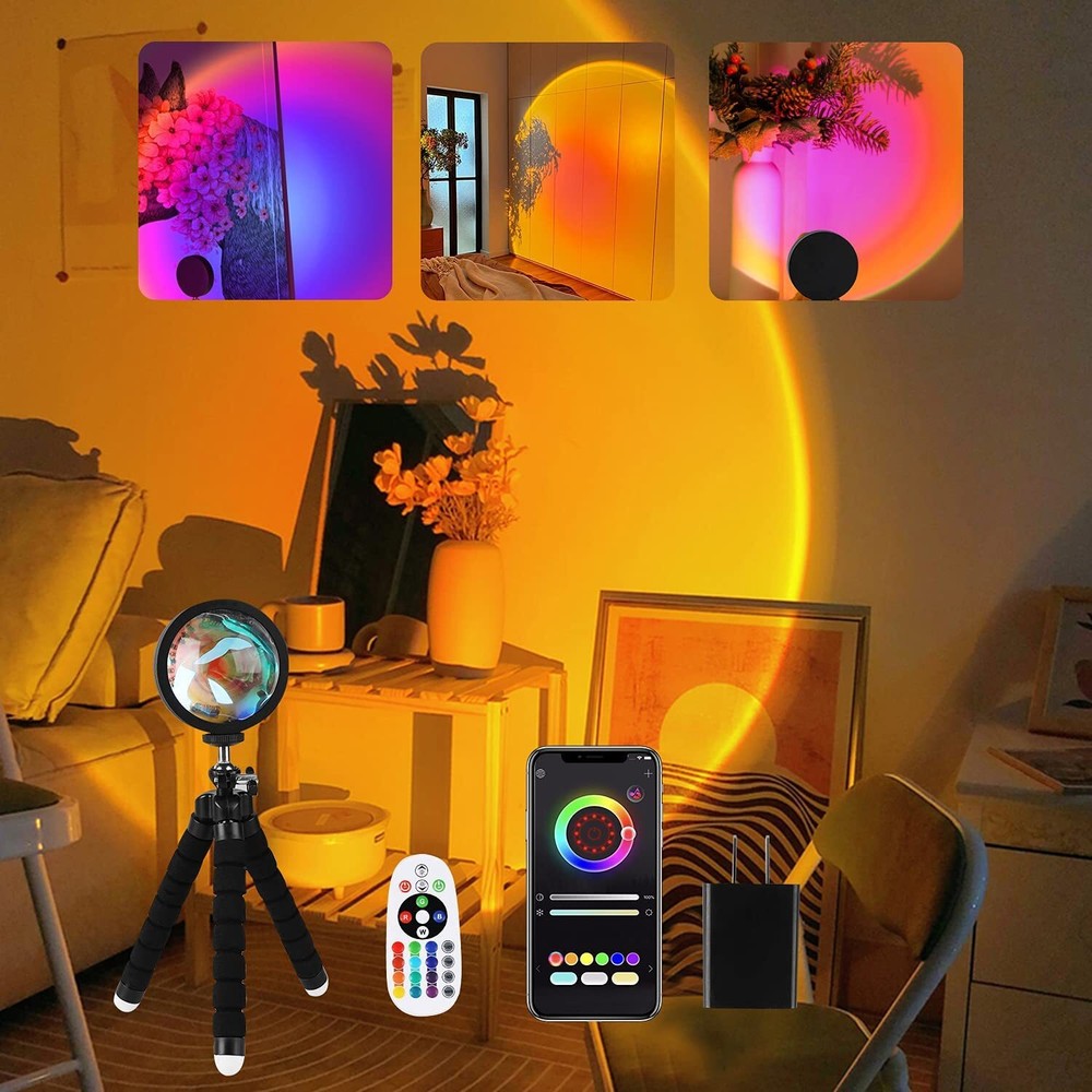 Smart LED Sunset Projection Lamp, Multi-Color, 360 Degree Rotation, APP Control