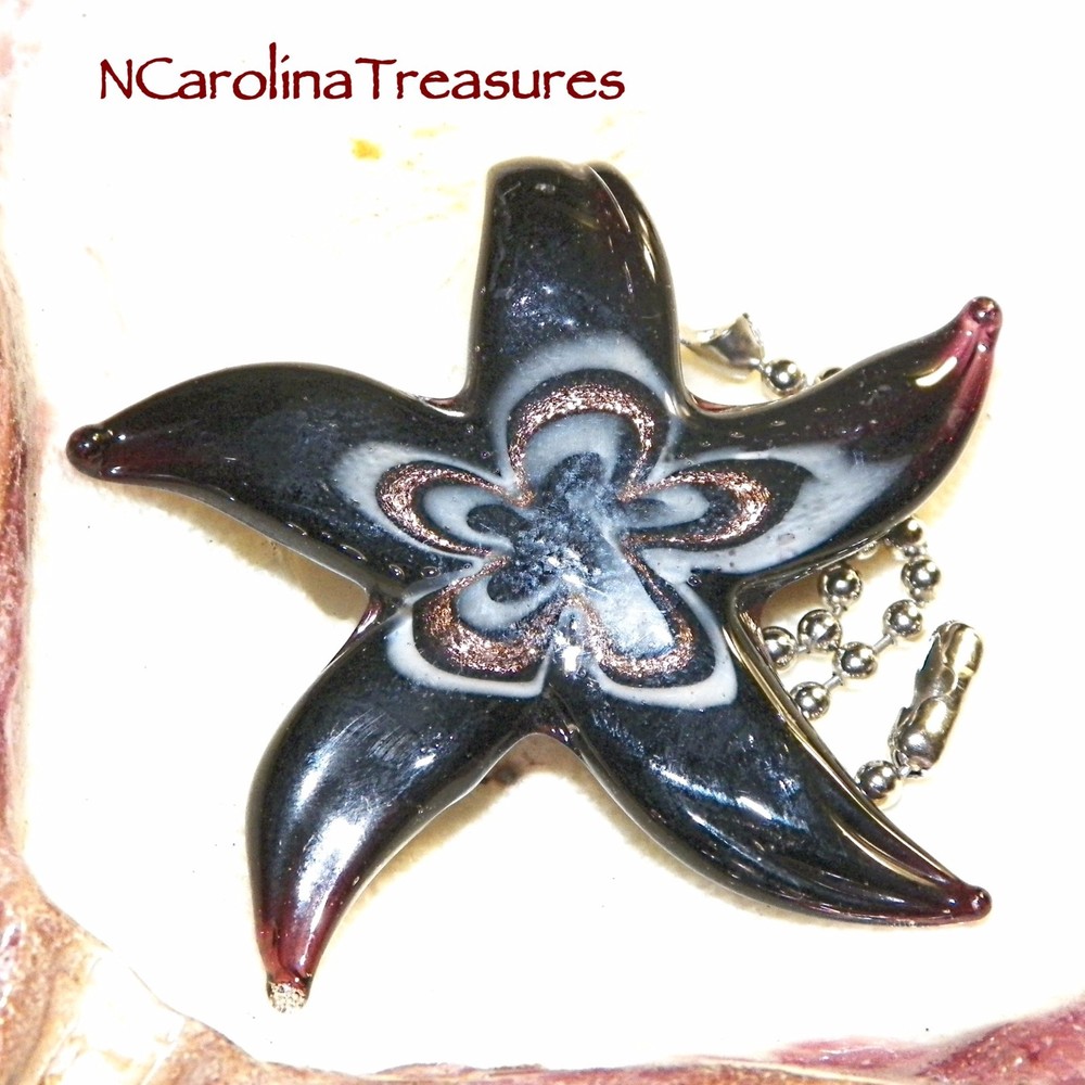 STARFISH BLACK GOLD WHITE VORTEX STAR GLASS CEILING FAN LIGHT SWITCH PULL LG PR