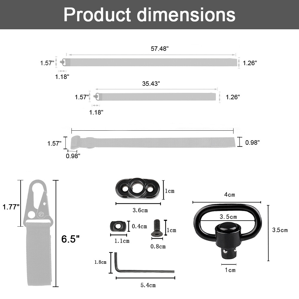 Adjustable MS4 2 Point QD Sling Strap/D Ring Loop Sling Mount Strap/Buckle Base