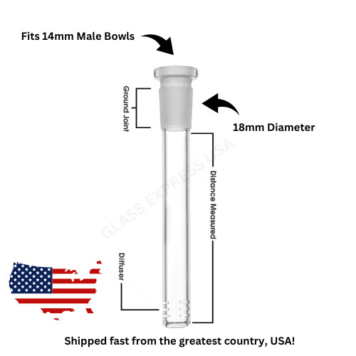3.5" Downstem 14mm Water Pipe Glass Hookah Tobacco Downstem Diffuser - 2 PACK