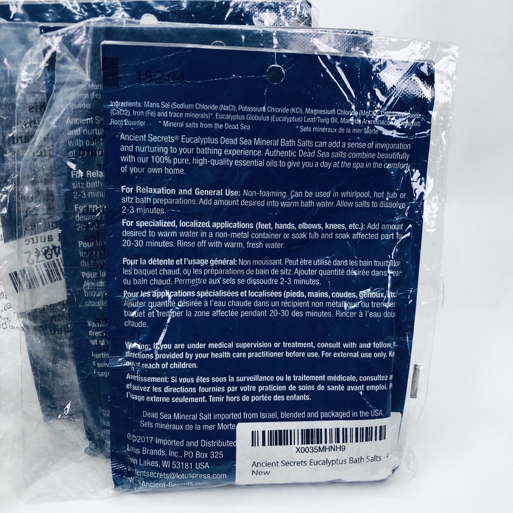 ANCIENT SECRETS Bath Salts from the Dead Sea, Eucalyptus 4oz 3 pack