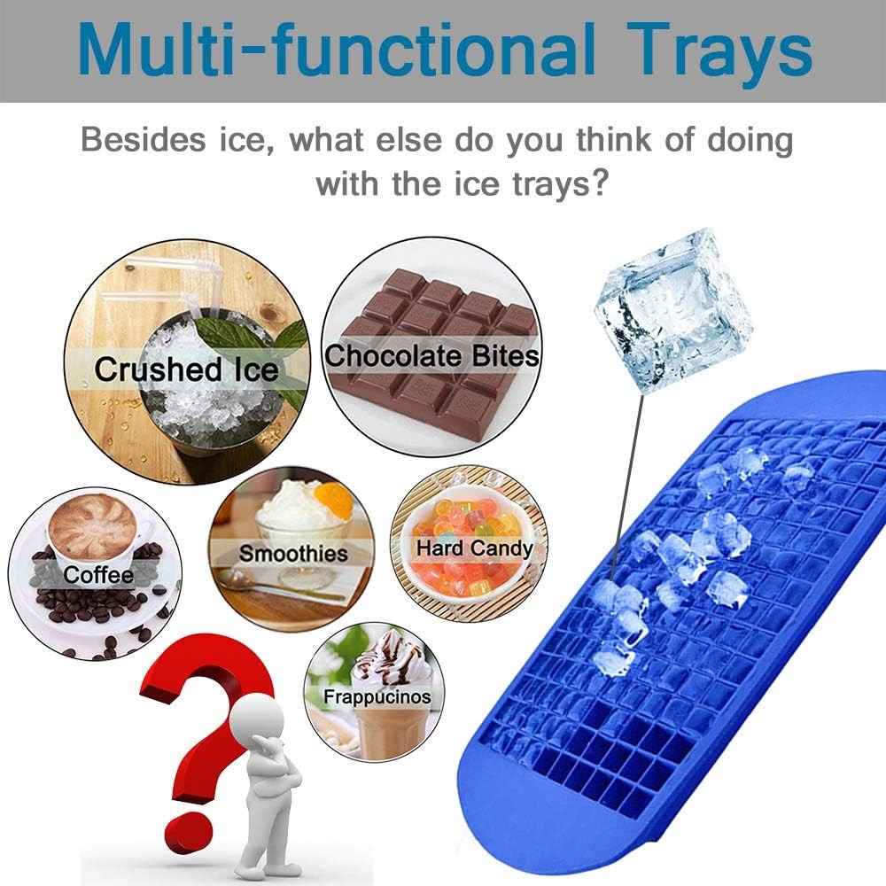This small silicone ice cube tray set (3-piece pack) makes 160 ice cubes.