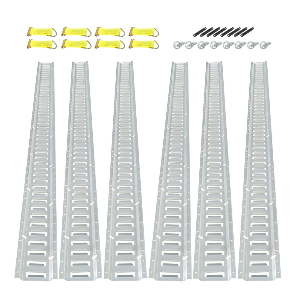 Universal 8' E Track Tie Down Rail Kit Silver Galvanized Carbon Steel 30 Pack