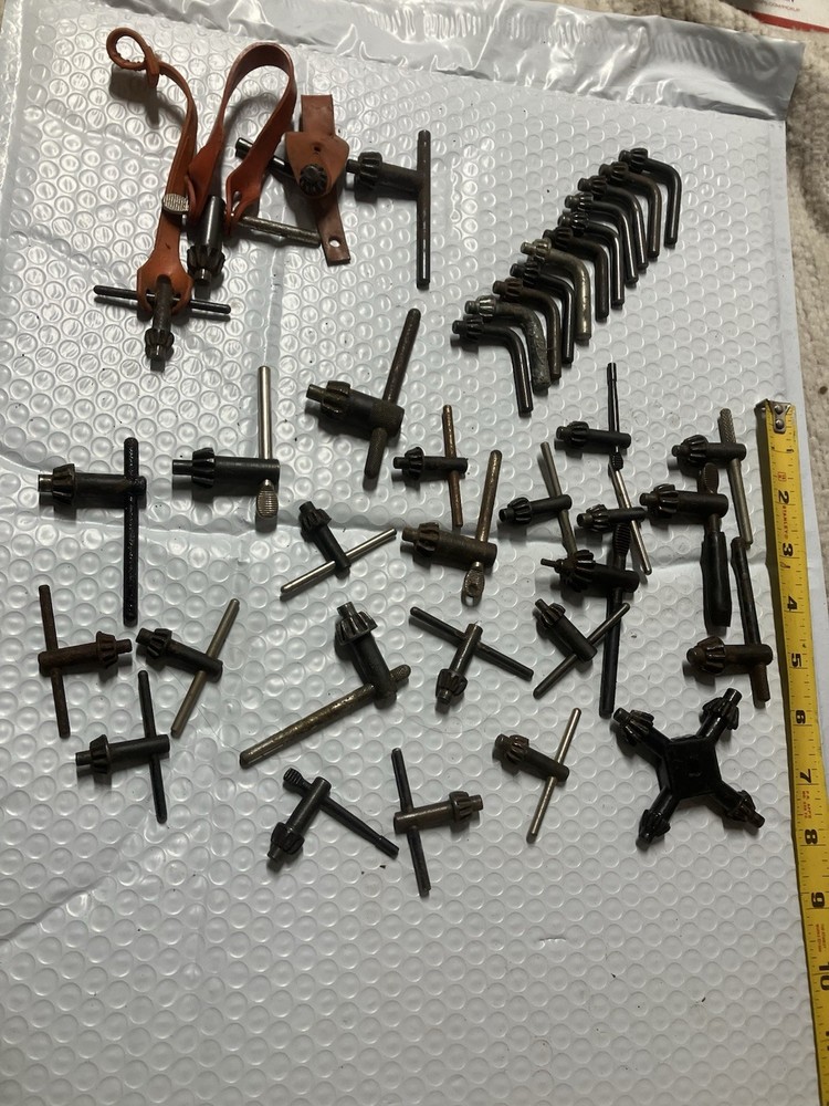 Hand Drill Chuck Key, Various Sizes - Assorted Lot of 38