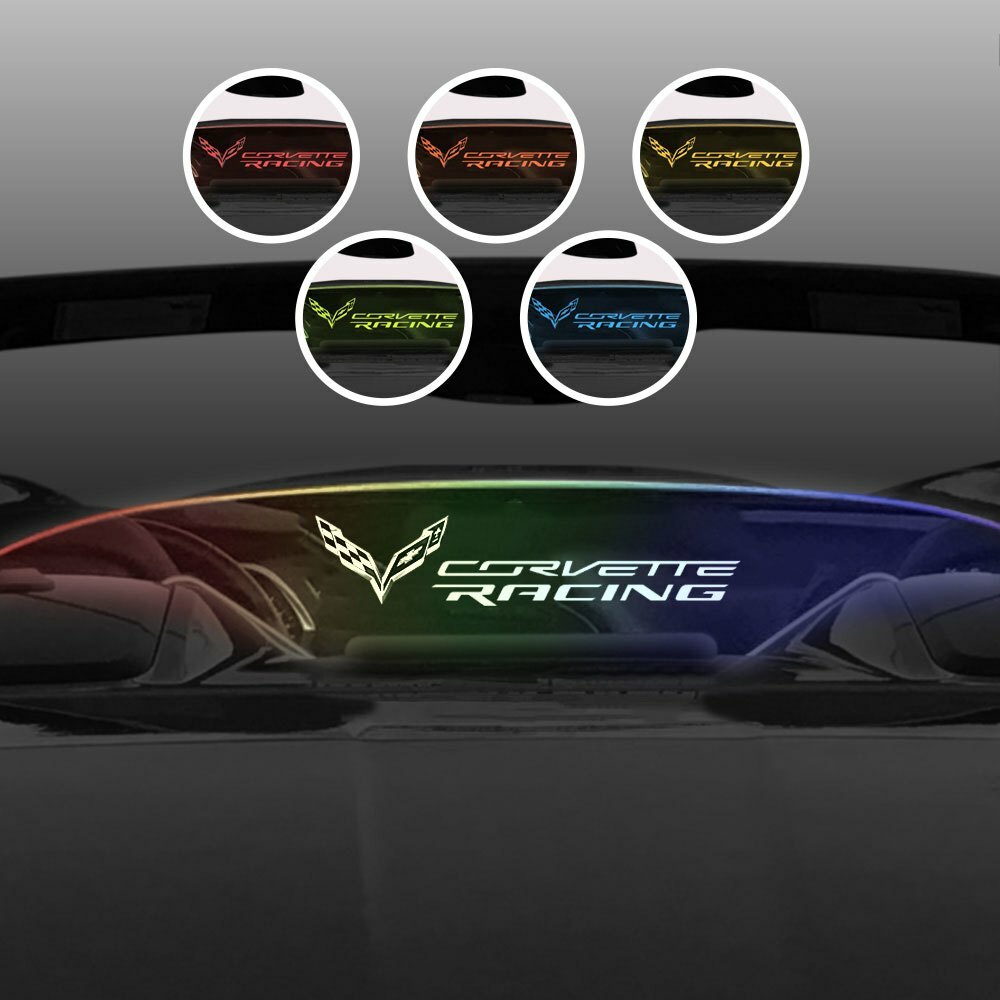 Corvette Racing Flag Multicolor Lighted WindRestrictor® For 14-19 C7 Coupe
