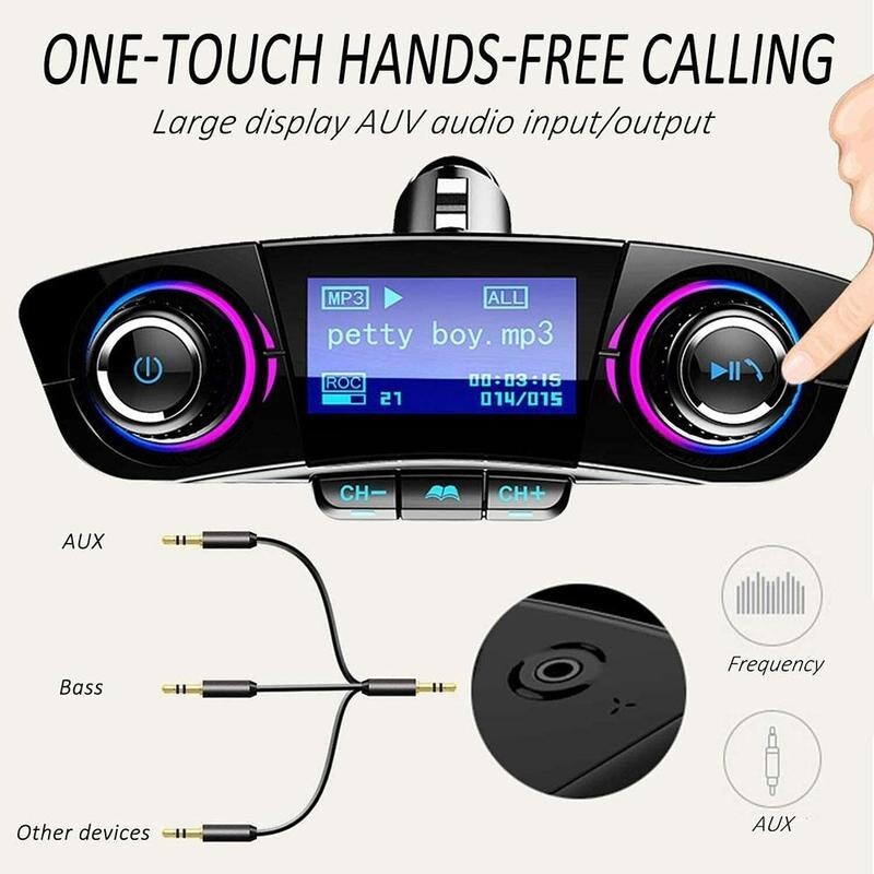 LED Screen Car Bluetooth FM Transmitter Radio MP3 Player Adapter Handsfree Kit