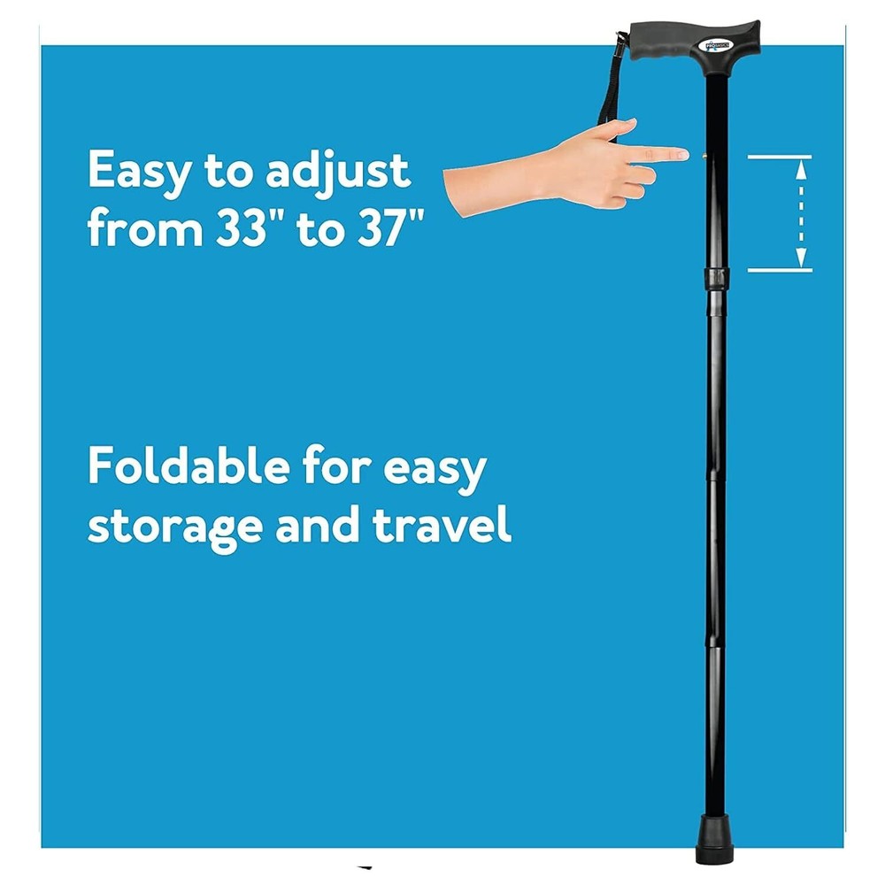 ProBasics Black Adjustable Folding Cane Durable and Portable