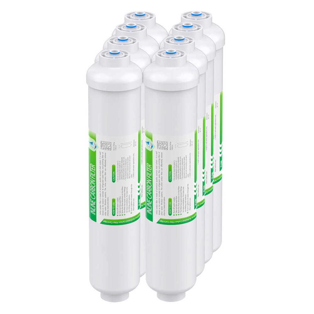 1-8 Pack Post Carbon Inline Water Filter 1/4" Quick Connect QC for Refrigerator