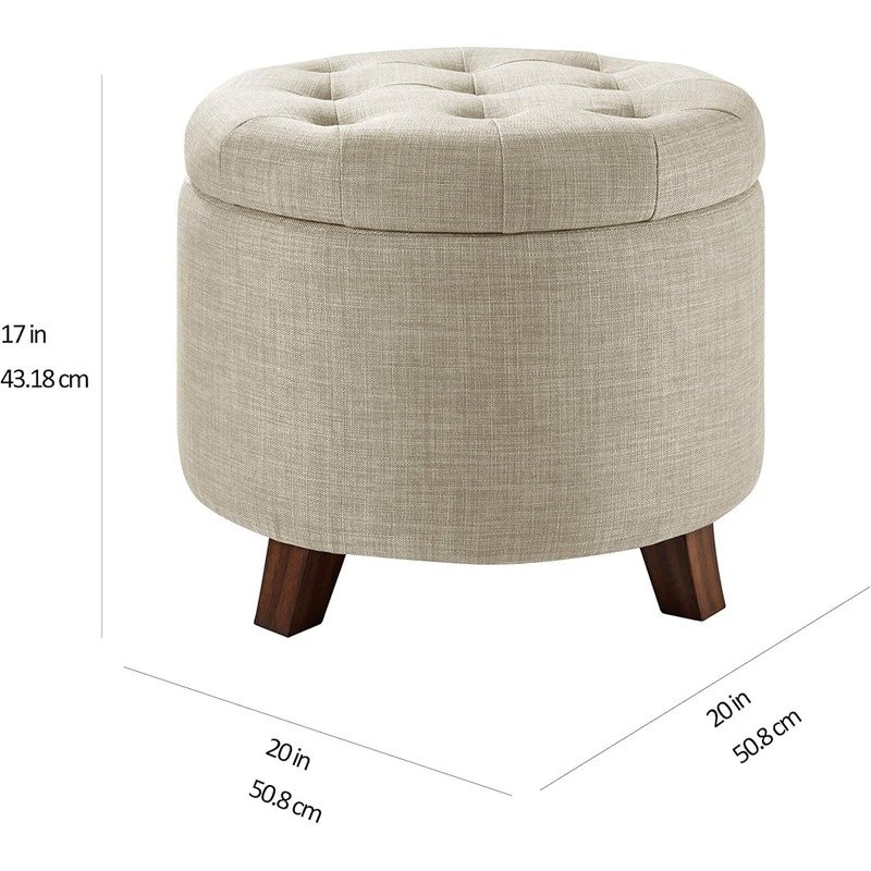 Storage Ottoman Foot Rest Upholstered Stool Wood Frame Comfortable Accent Piece