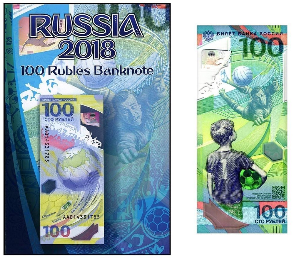 Russia 100 Rubles, 2018, P-280, UNC, Commemorative, Polymer, Folder-Card w/ COA