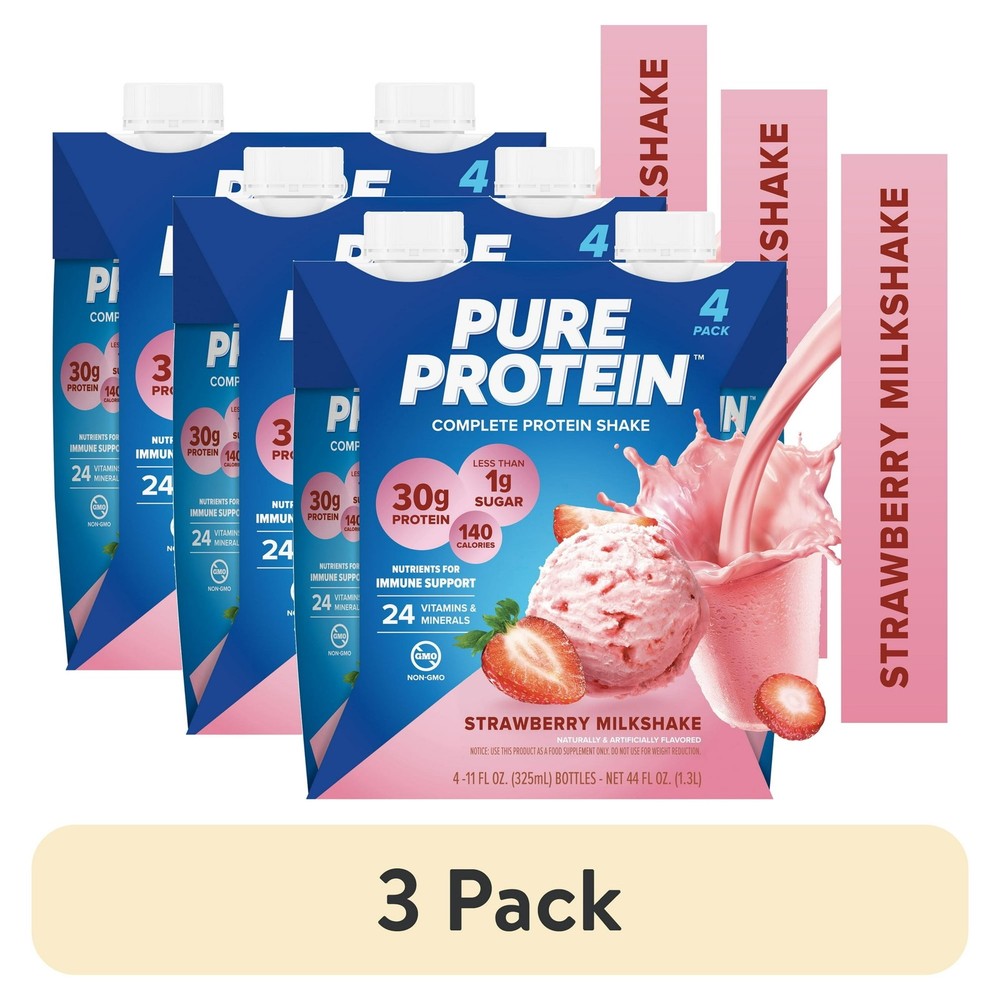 Pure Protein,  Strawberry Complete Protein Shake, 30g Protein. (3 Pack)