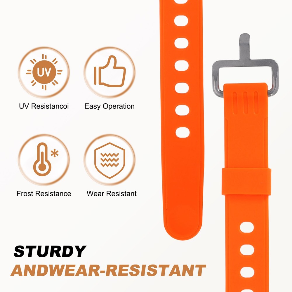 2Pcs Silicone Tie Down Strap, 30cm / 12Inch Resistant Silicone, Orange