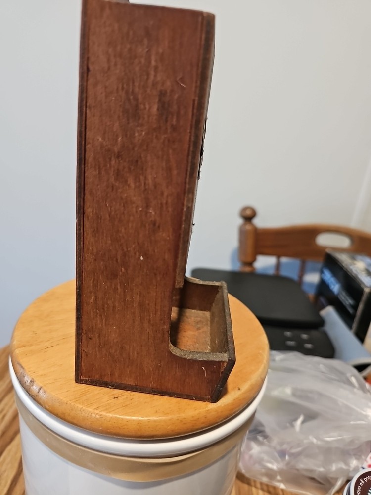 Vintage Wood Match Holder Eagle On Front.