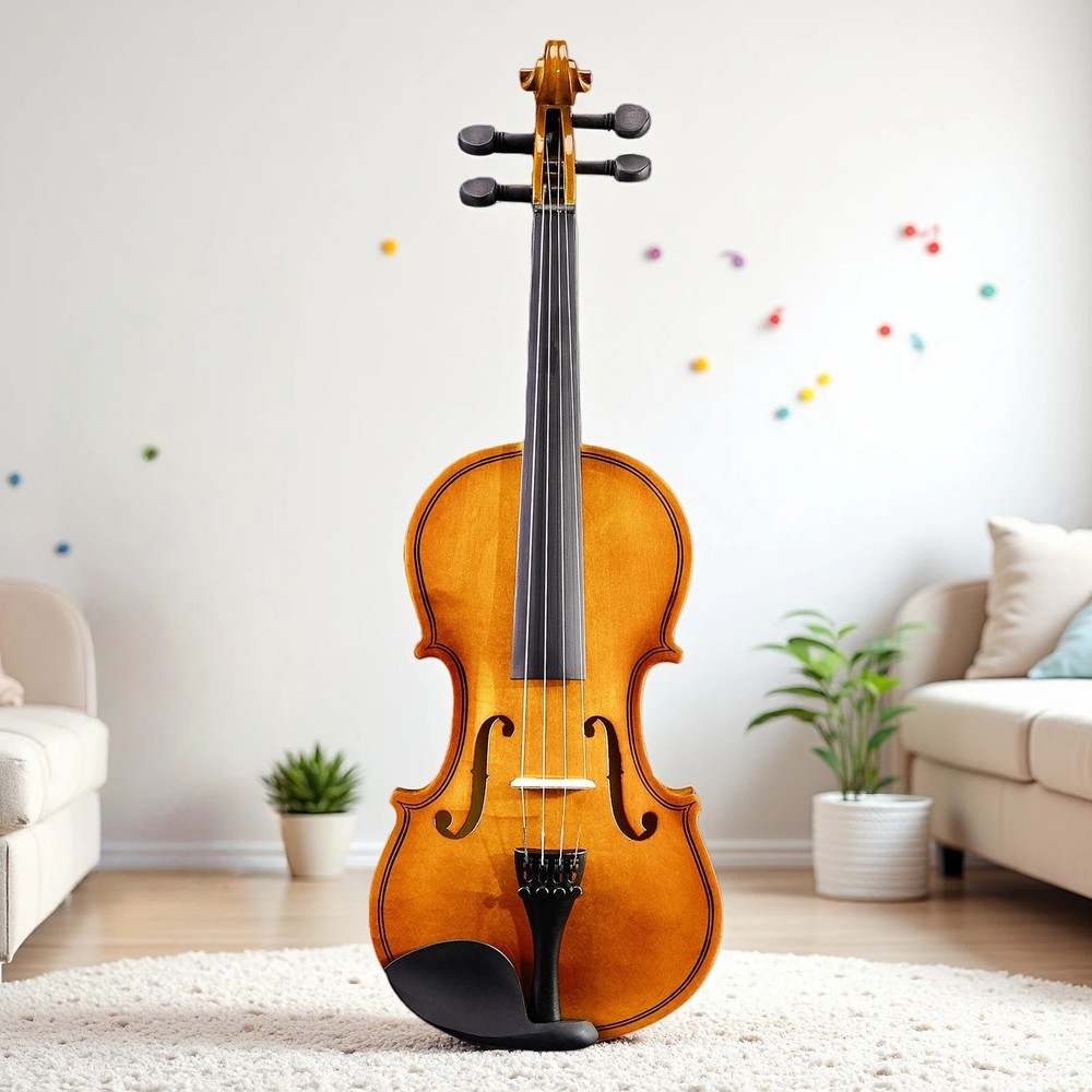 3/4 Size Acoustic Beginner Violin Set - Shoulder Rest, Strings Set & Natural