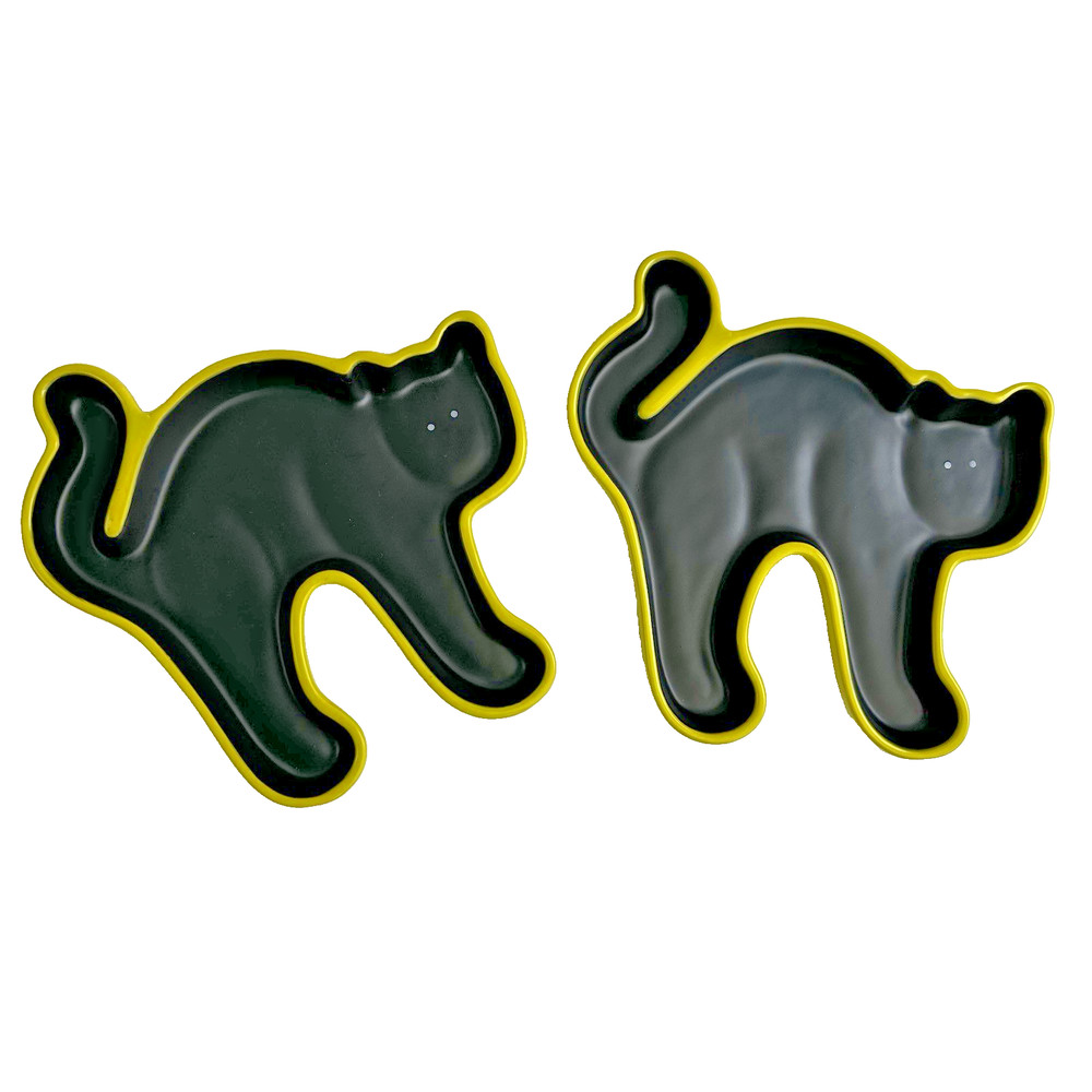 2007 Ceramic Black Cat Tray Plates Target Halloween Kitchen Decor Microwave Safe