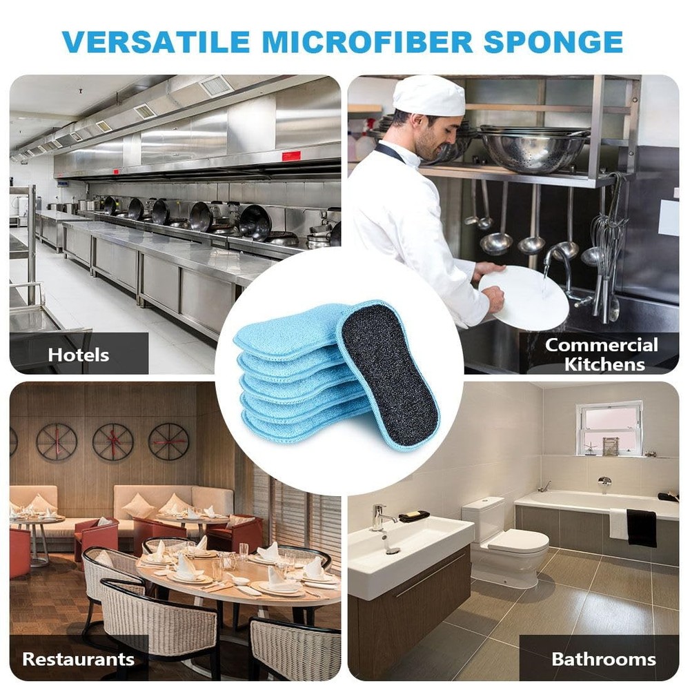 HOMEXCEL 12 Pack Multi-Purpose Scrub Sponges Kitchen, Dish Sponge, Blue