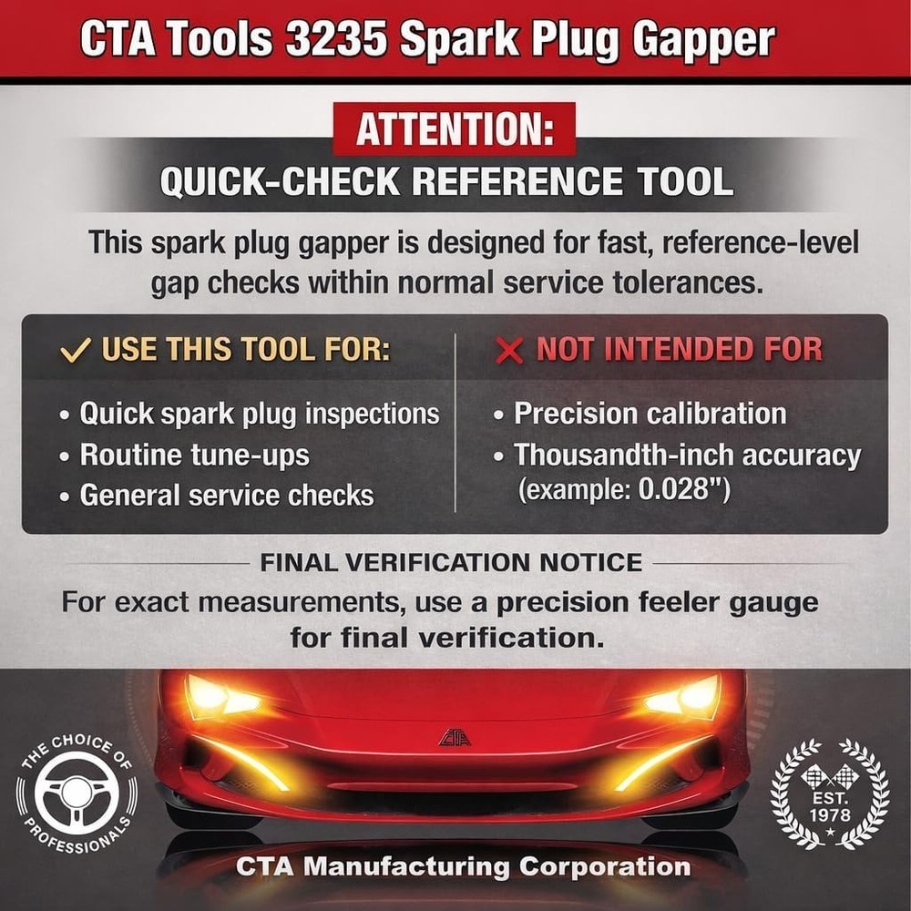 Professional 3235 Spark Plug Gapper: Heavy-Duty, Quick-Check Tool, 0.020"-0.100"