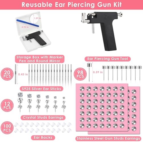 Reusable Ear Piercing Gun Kit with Stud Earrings