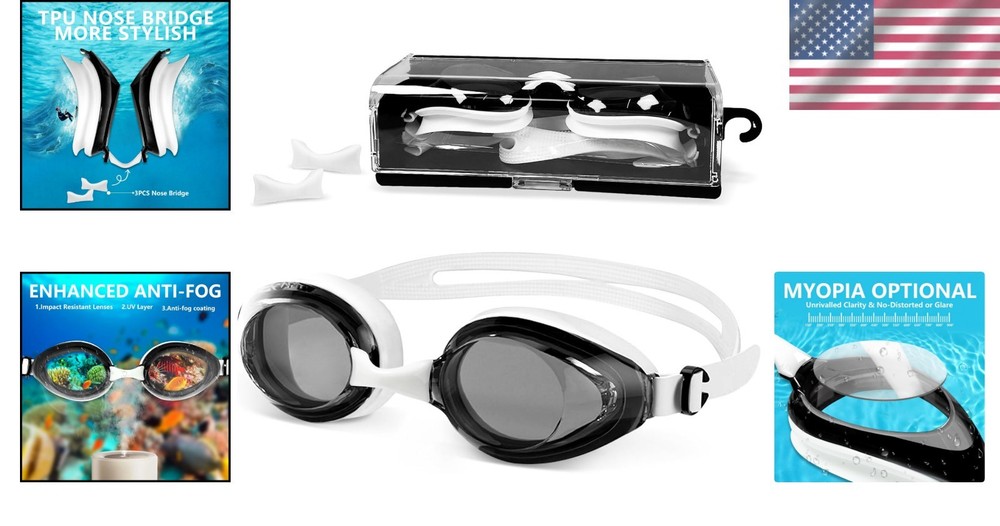 Adjustable Shortsighted Swim Goggles with Quick-Release Clasp - Enhanced Clarity