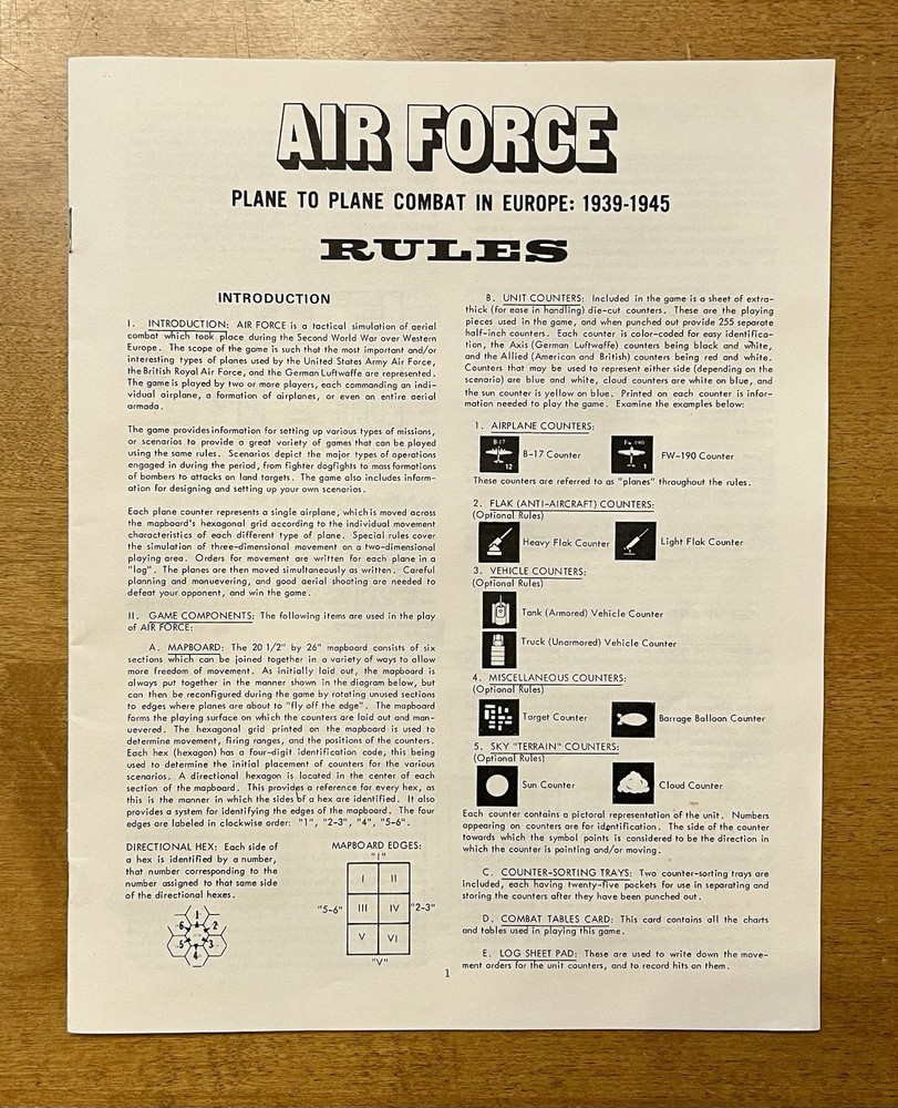 1976 First Edition Battleline “Air Force” Game | WWII Combat | 99% Complete EUC