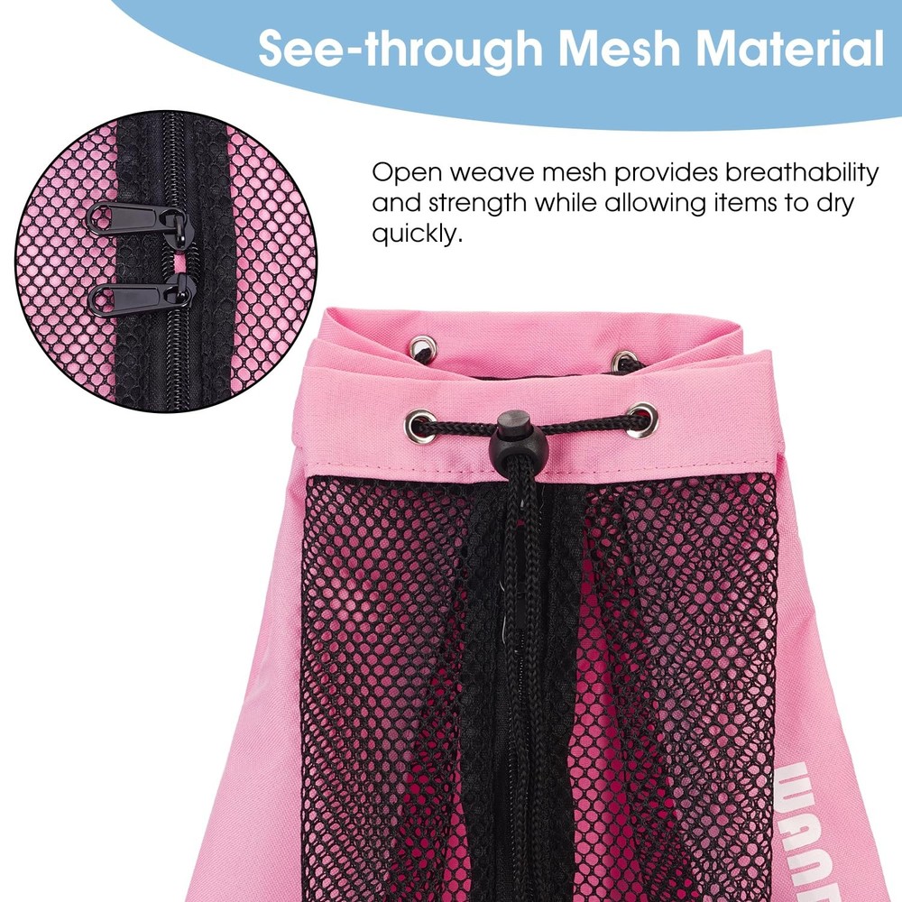 Swim Bag Mesh Drawstring Backpack Beach Backpack for Swimming, Gym, and Worko...