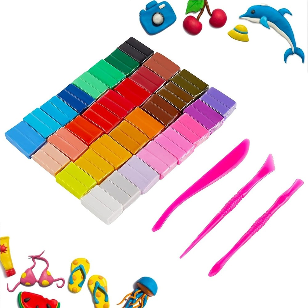 Reusable & Blendable Polymer Clay Set - 32 Colors for Endless Creativity
