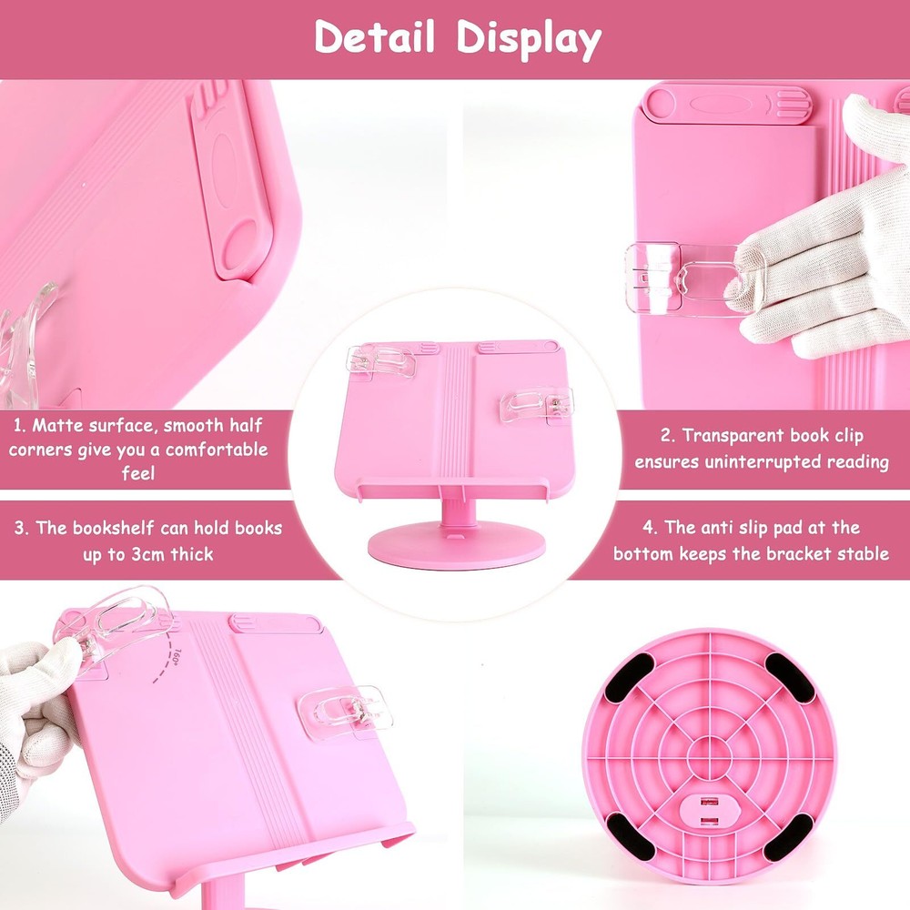 Kids Book Stand Adjustable Reading Holder with Thick Plastic Base Foldable Re...
