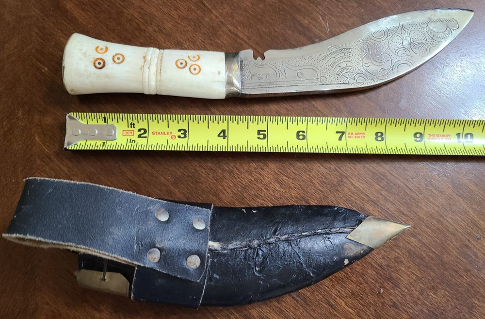 Outstanding Khukuri Knife Bone Handle Thick Decorative Blade And Coin Sheath