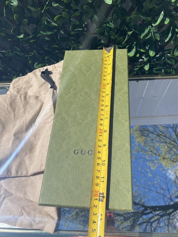 Gucci Green Patterned Shoe Box with Beige Dust Bags (Empty)