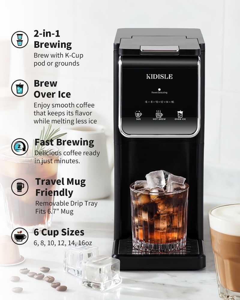 KIDISLE - Hot & Iced K-Cup Single Serve Coffee Maker