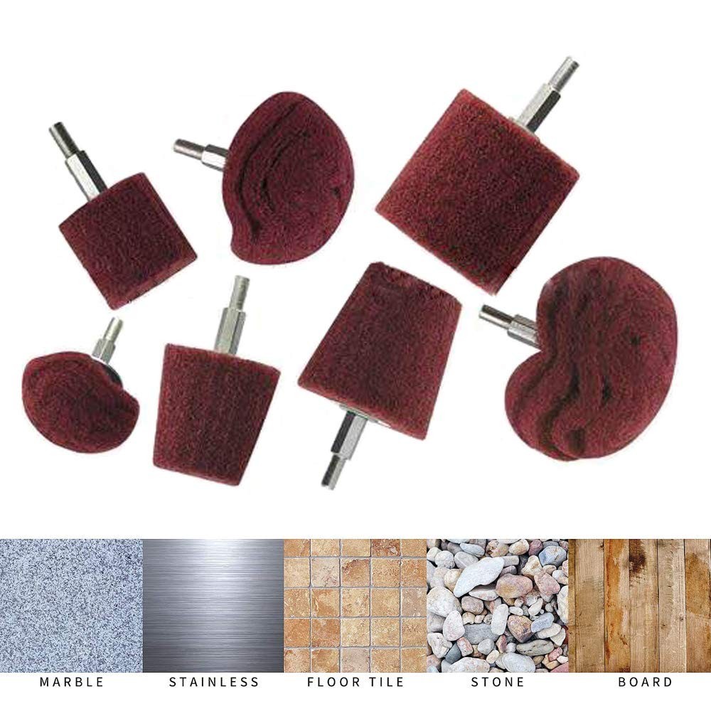 Versatile Non-Woven Abrasive Polishing Set - 7 Drill Buffing Tools Included