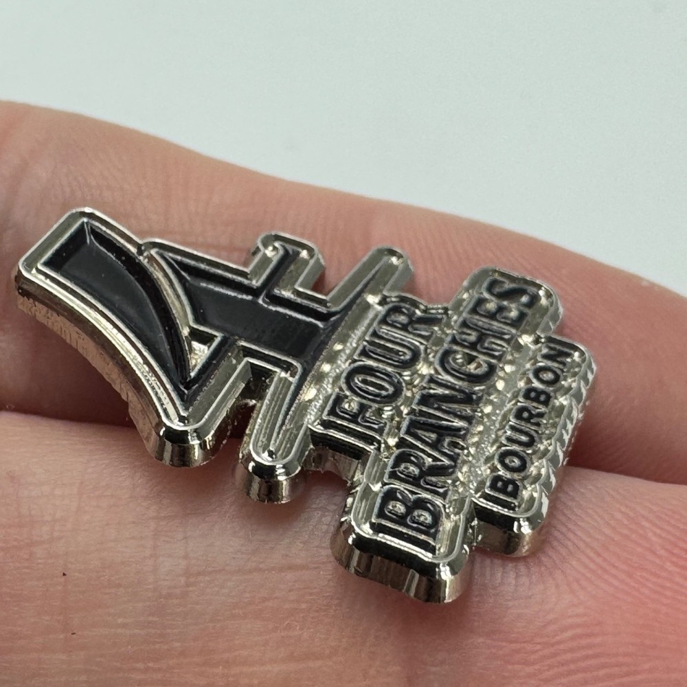 Rare Four Branches Bourbon 4 Branches Distillery Logo Black Silver Lapel Pin