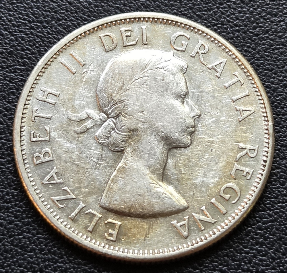 1958 Canada Silver 50-Cent Half Dollar Coin - 80% Silver