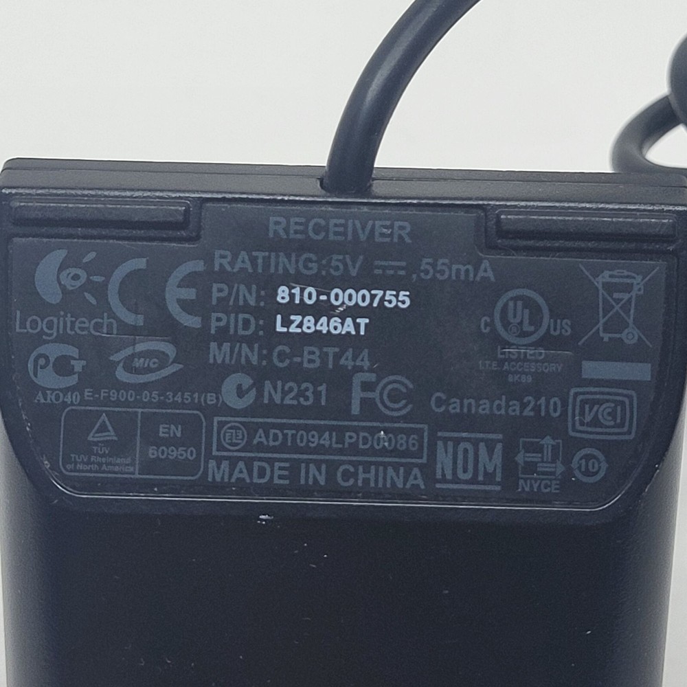 Black Logitech Wireless USB Computer Keyboard & Mouse Receiver C-BT44 810-000755