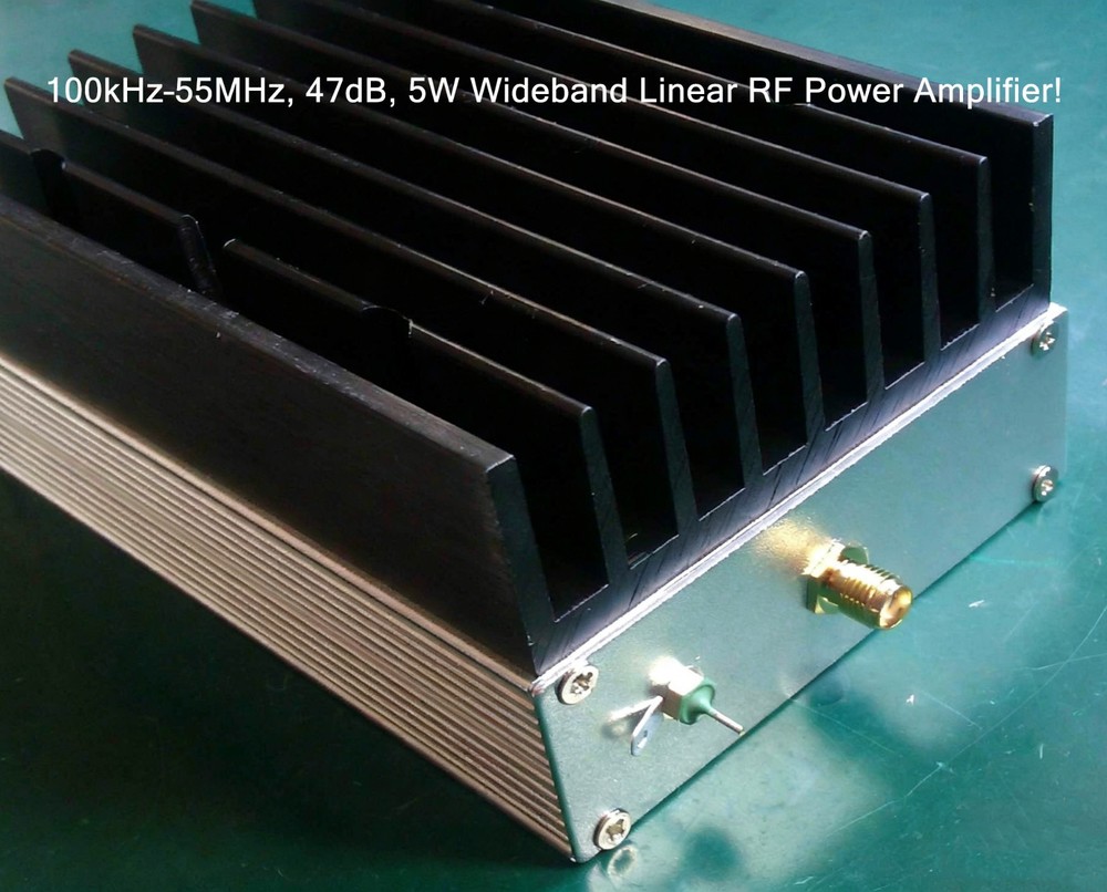 100KHz--70MHz 47dB 5W broadband linear RF amplifier, medium wave amplification,