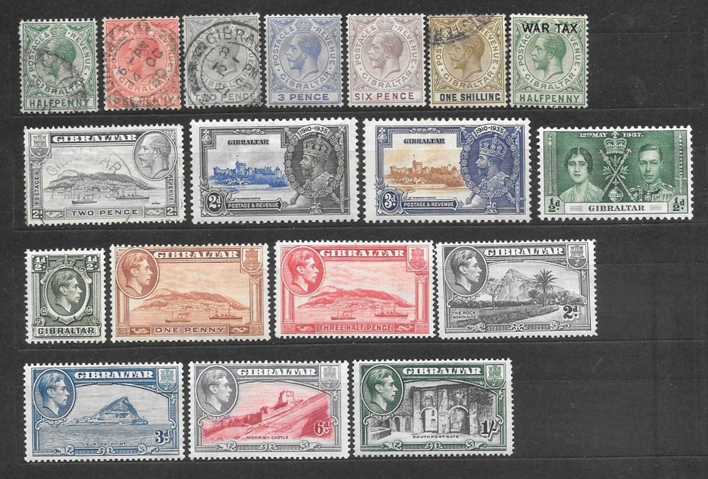 Gibraltar - 18 stamps - MLH/used