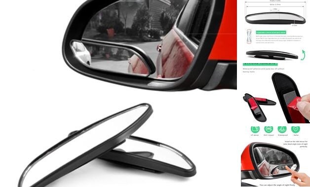 2PCS Blind Spot Car Mirror, Rectangular HD Glass Wide Angle Rearview 2 PCS