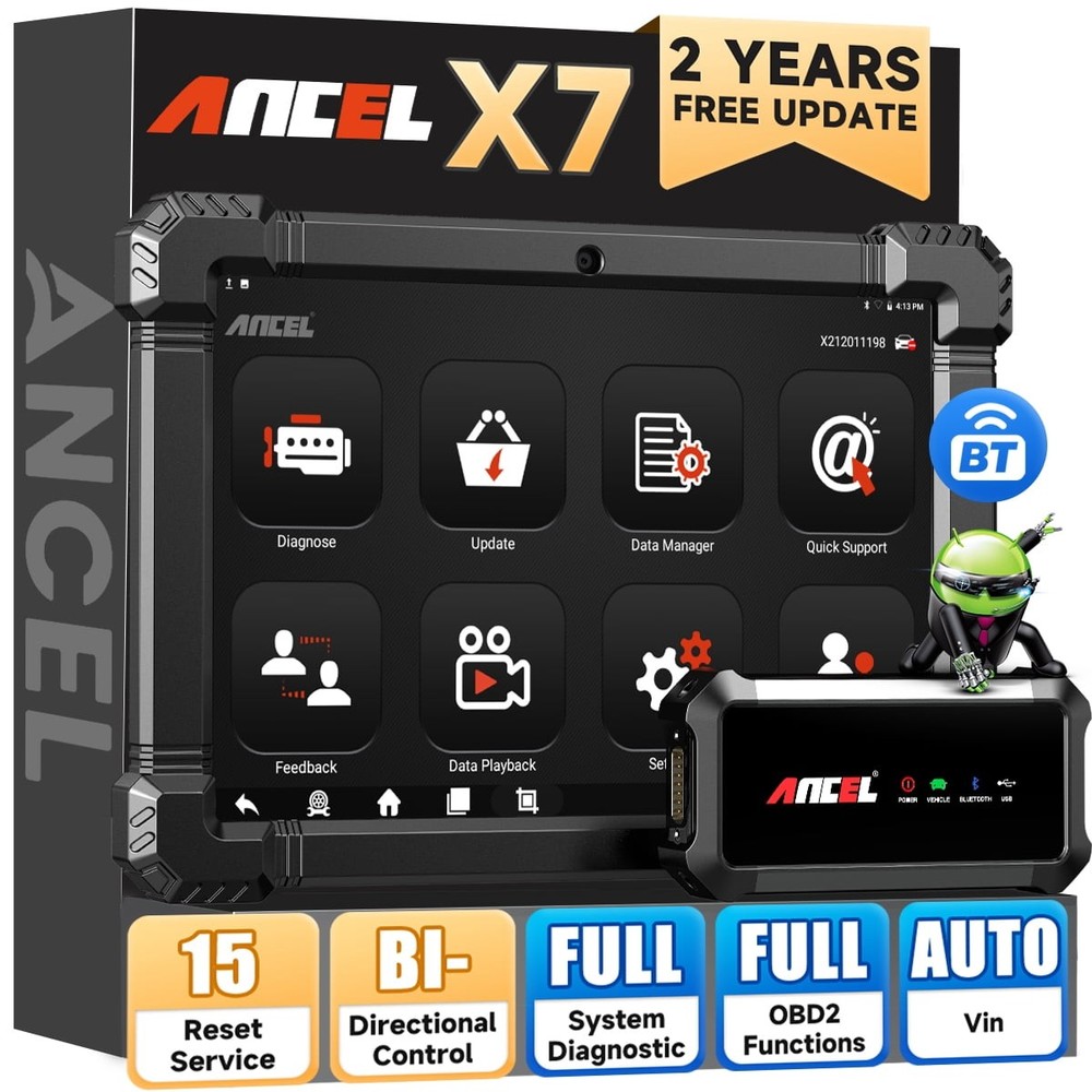 ANCEL X7 OBD2 Scanner Bluetooth Diagnostic Bidirectional ECU Coding DPF TPMS OIL